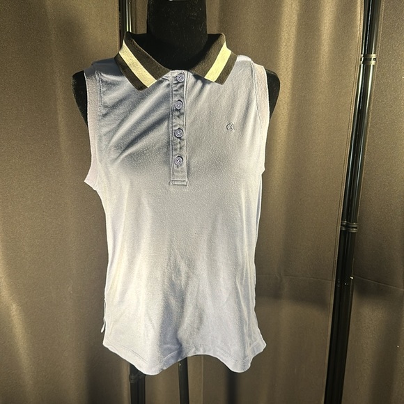 🖤 5/$30 🖤 Calvin Klein lavender purple sleeveless polo shirt black&white collar - Picture 2 of 14